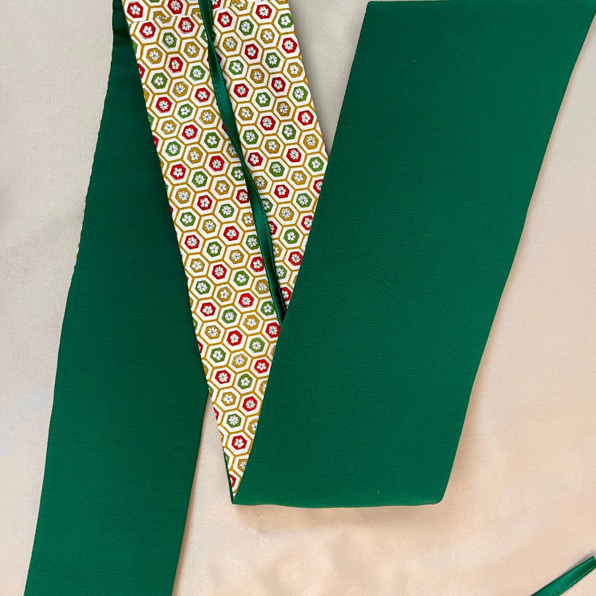 Asymmetrical Belt Made from Kimono Silk Fabric Flowers