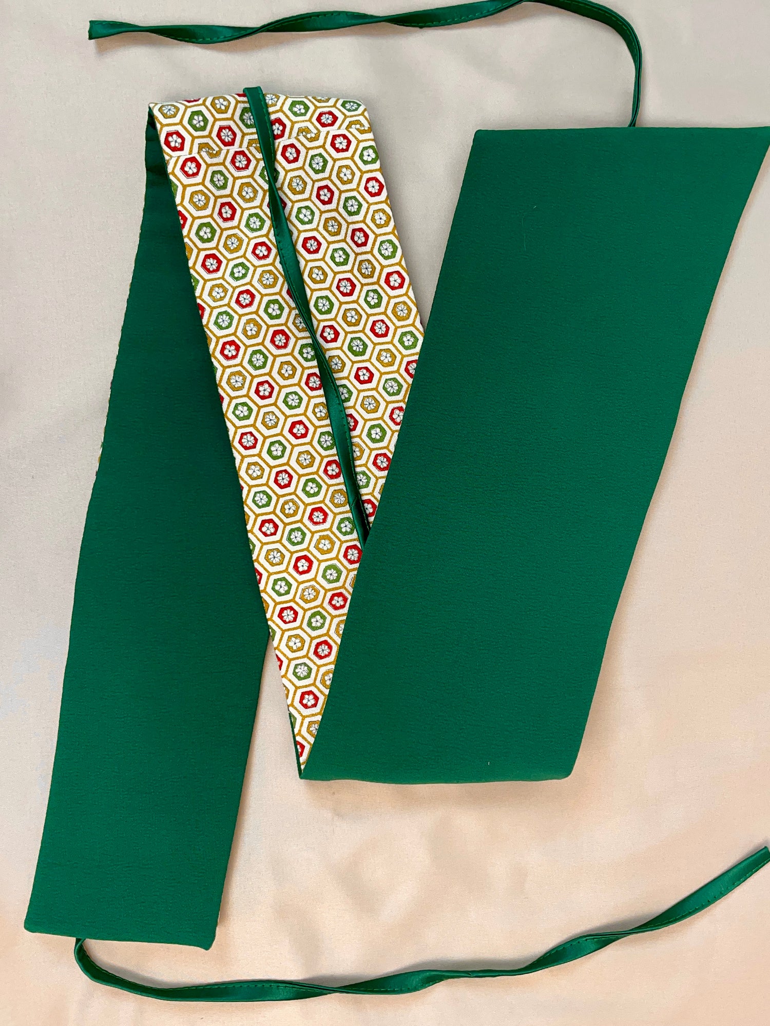 Asymmetrical Belt Made from Kimono Silk Fabric Flowers