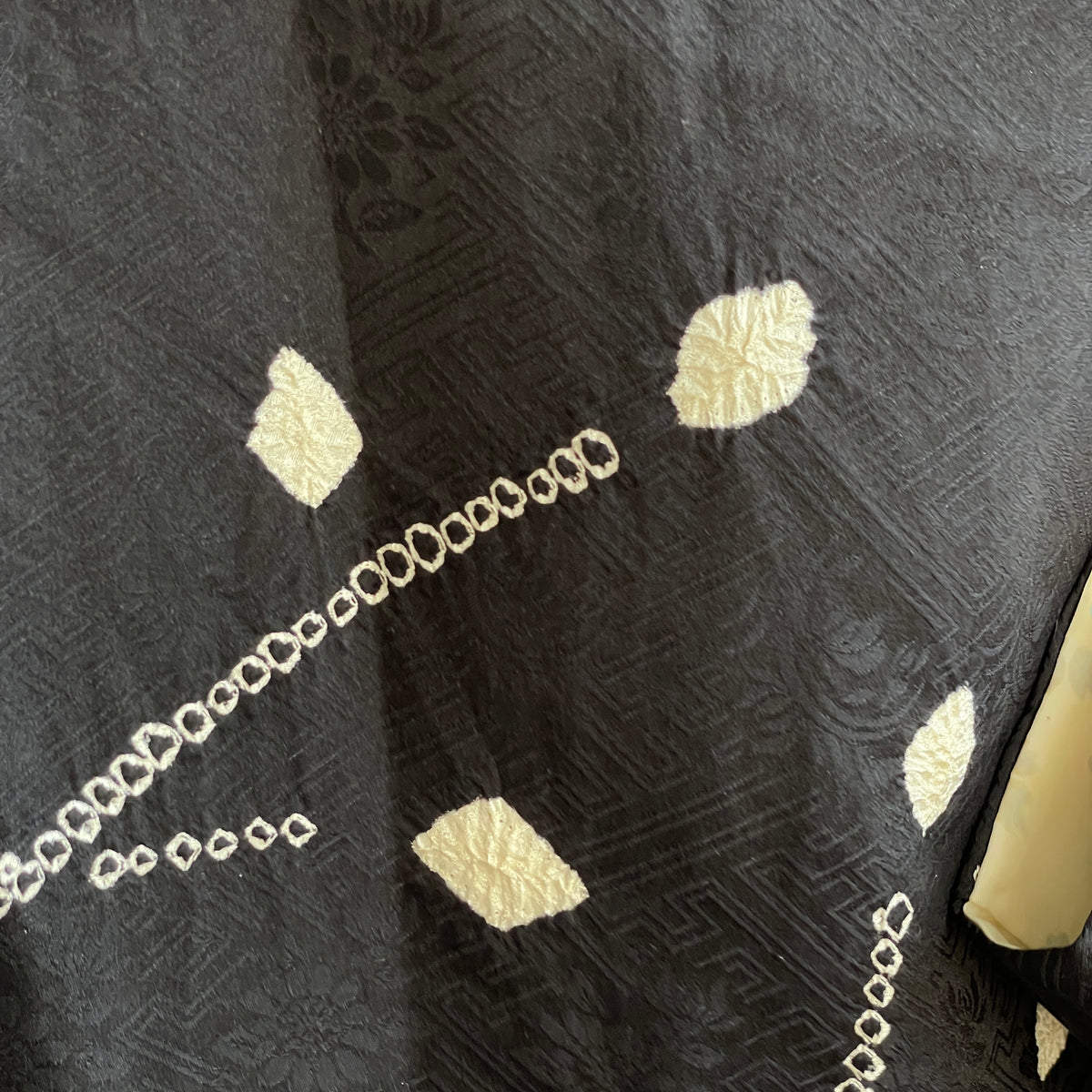 Haori Black with White Shibori Technique Leaves White in Silk