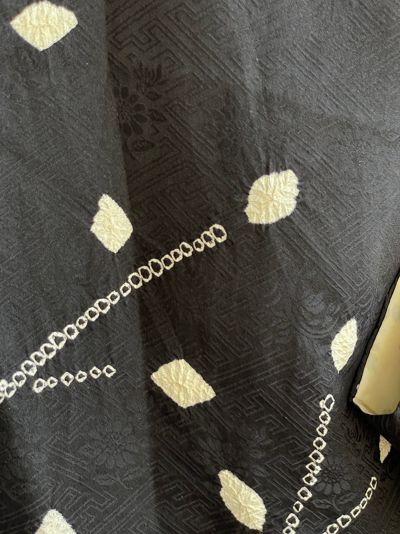 Haori Black with White Shibori Technique Leaves White in Silk