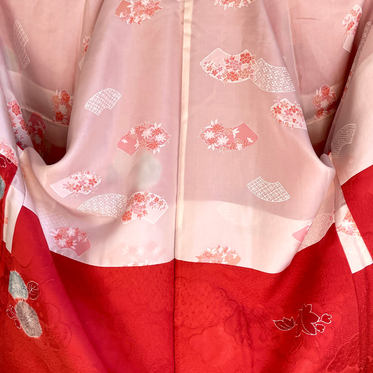Haori Coral Pink with Hawaian Flowers in Silk