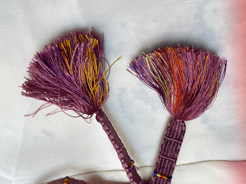 Obijime Belt Plum with Colorful Details in Silk