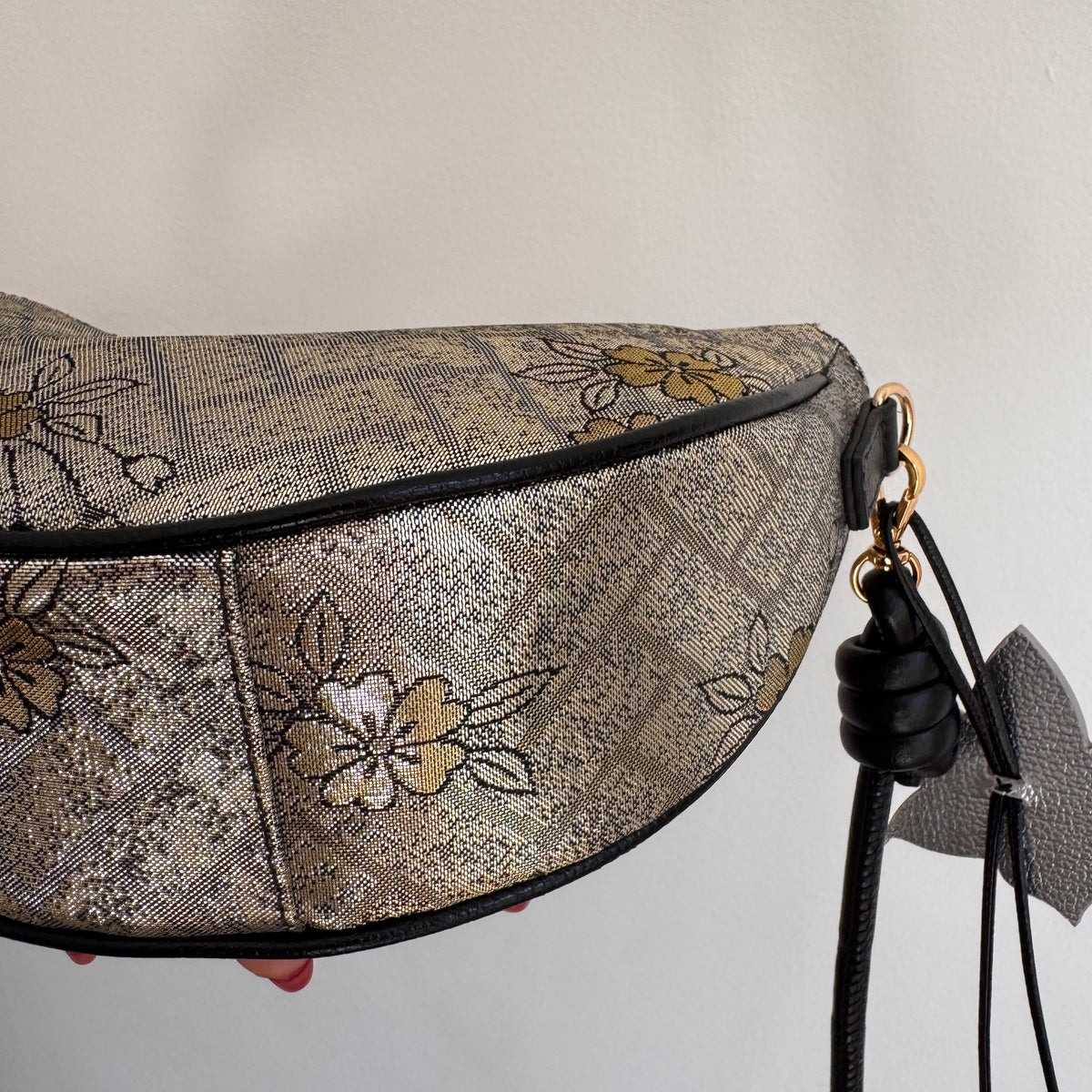 AIKO BAG Silver and Gold Sakura from Japanese Obi sash