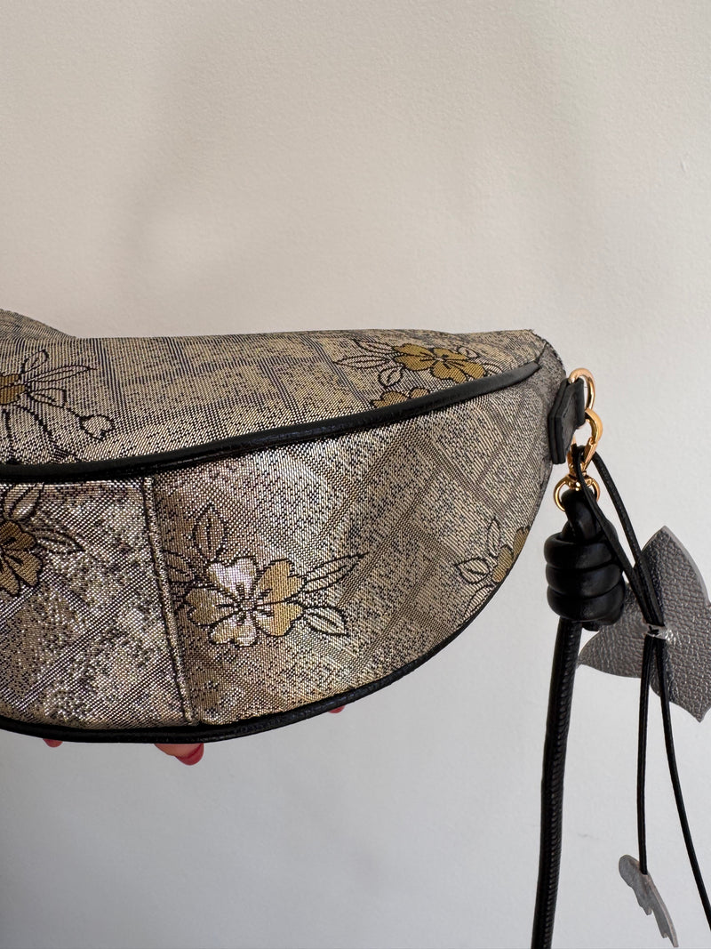 AIKO BAG Silver and Gold Sakura from Japanese Obi sash