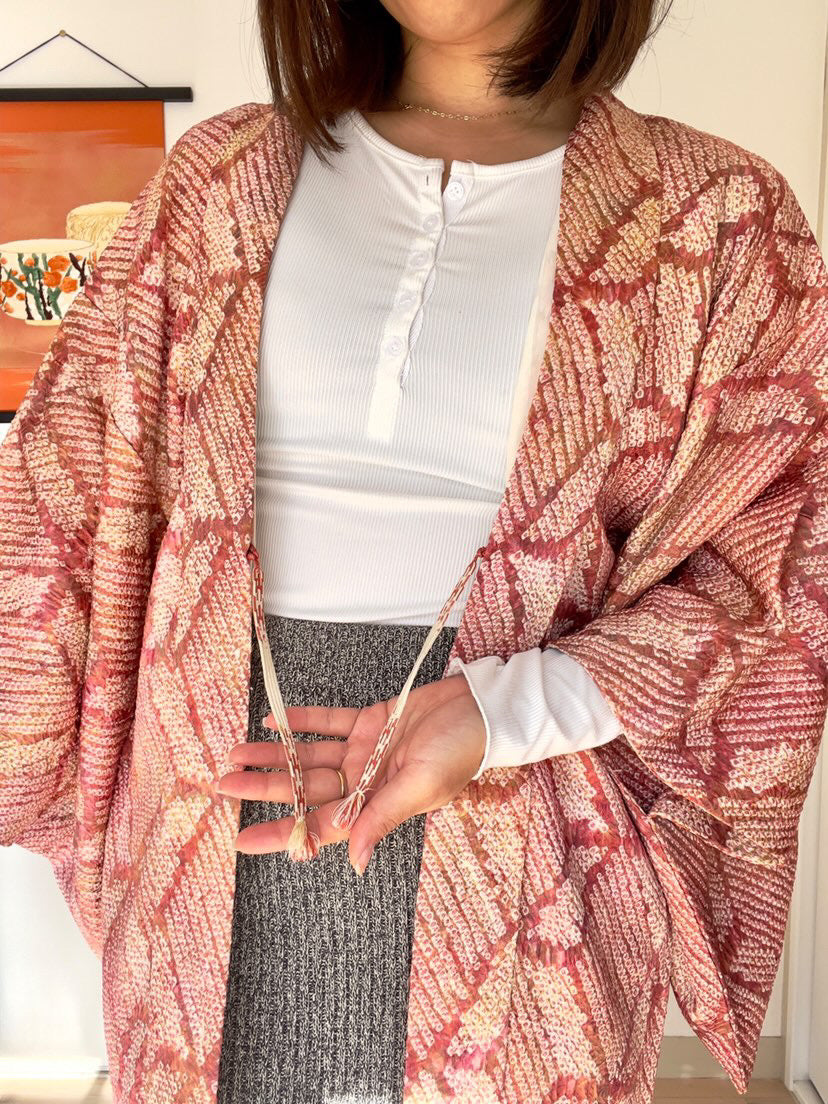 Haori Jacket in Pink Ombre Shibori