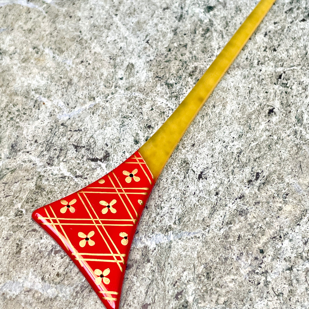 Hair Accessory Kanzashi Yellow Fan with Red