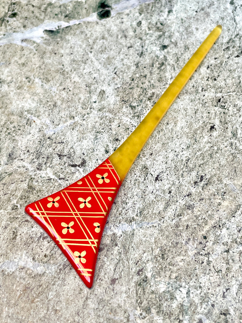 Hair Accessory Kanzashi Yellow Fan with Red