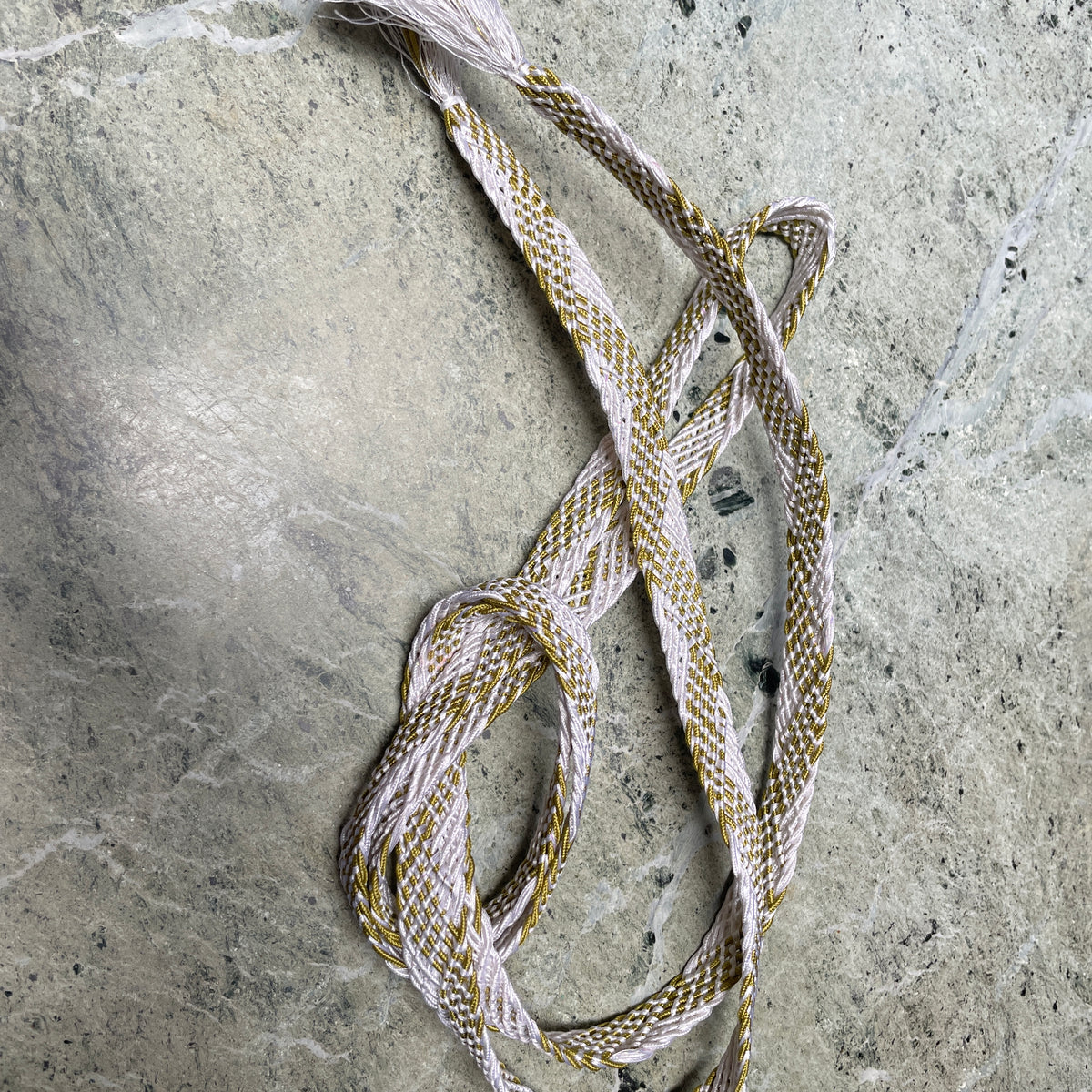 Obijime Flat Braided White and Olive Green