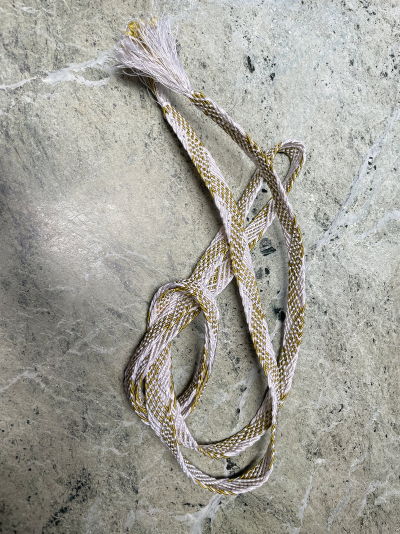 Obijime Flat Braided White and Olive Green