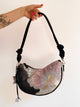 Aiko Bag: Black Metallic Black Peacock from Embroidered Obi Sash with Black Leather Strap