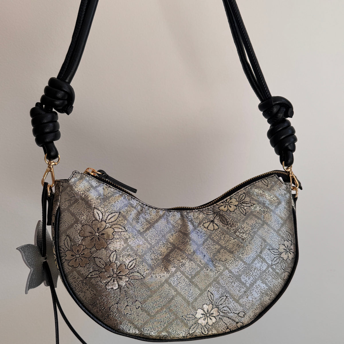 AIKO BAG Silver and Gold Sakura from Japanese Obi sash
