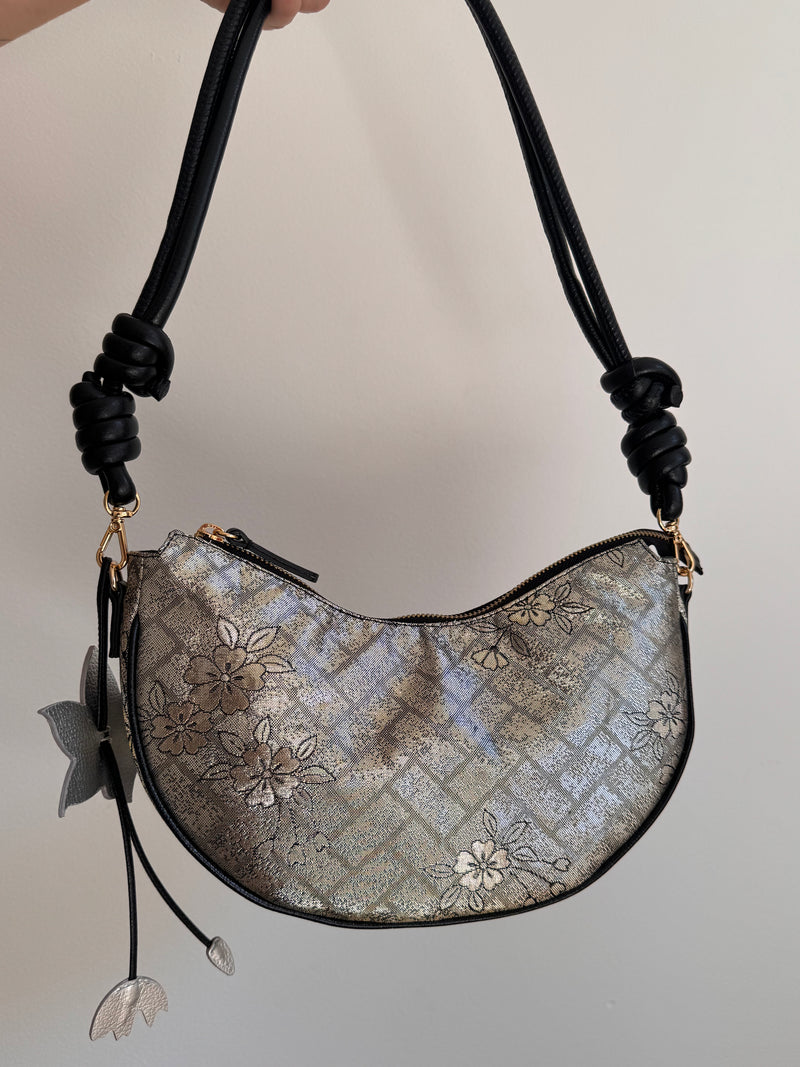 AIKO BAG Silver and Gold Sakura from Japanese Obi sash