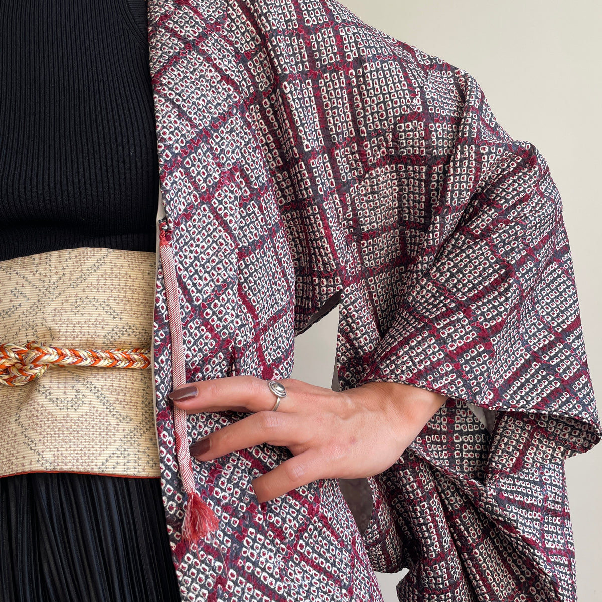 Haori in Shibori Technique Purple Silk