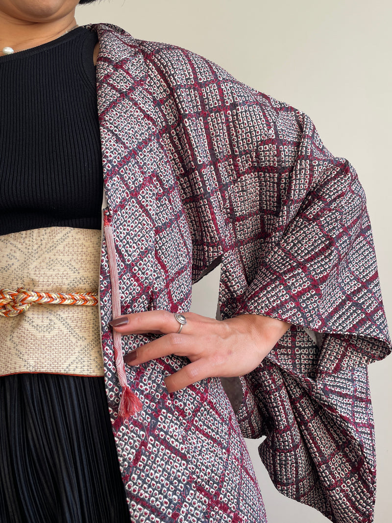 Haori in Shibori Technique Purple Silk
