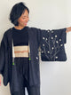 Haori Black with White Shibori Technique Leaves White in Silk