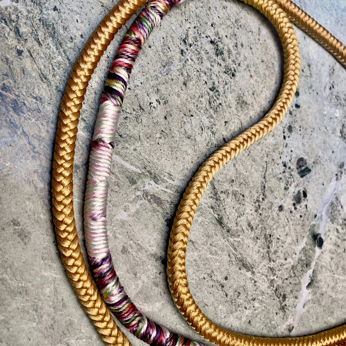 Obijime Belt Round Gold with Details in Silk