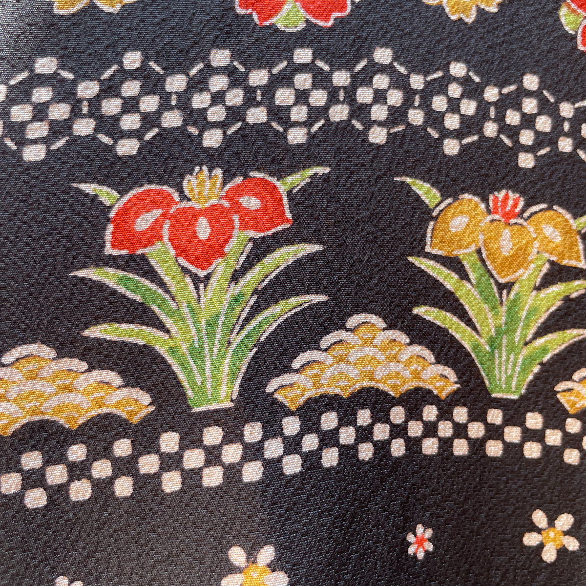 Kimono Black Summer with Red and White in Silk