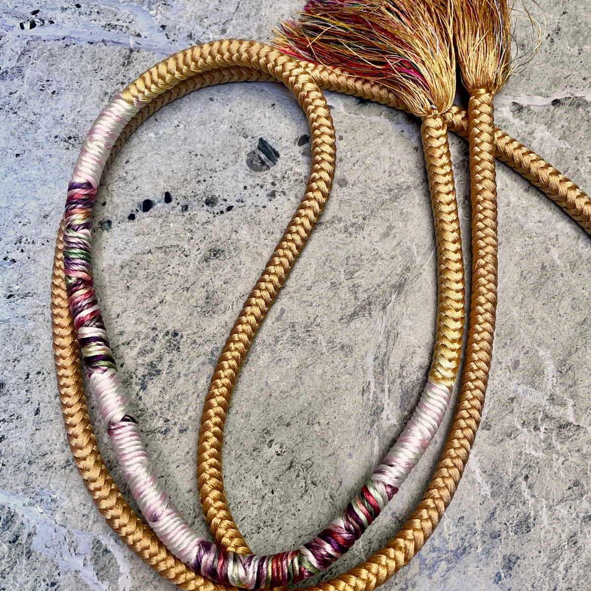 Obijime Belt Round Gold with Details in Silk