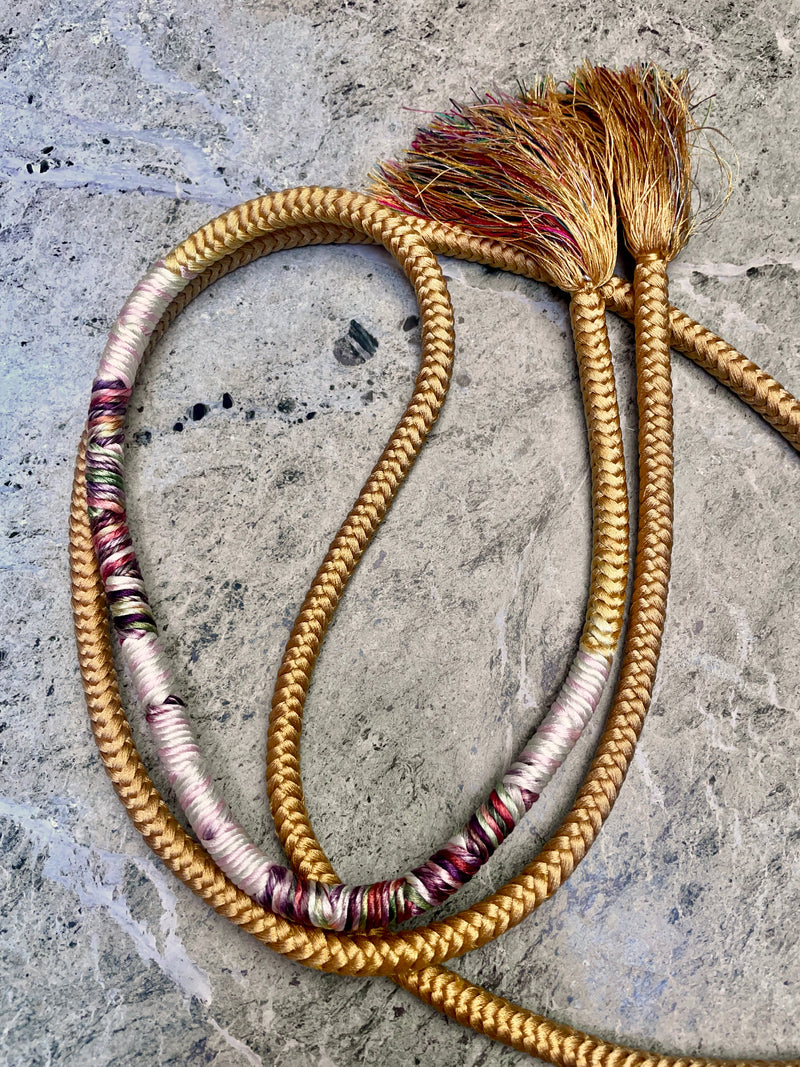 Obijime Belt Round Gold with Details in Silk