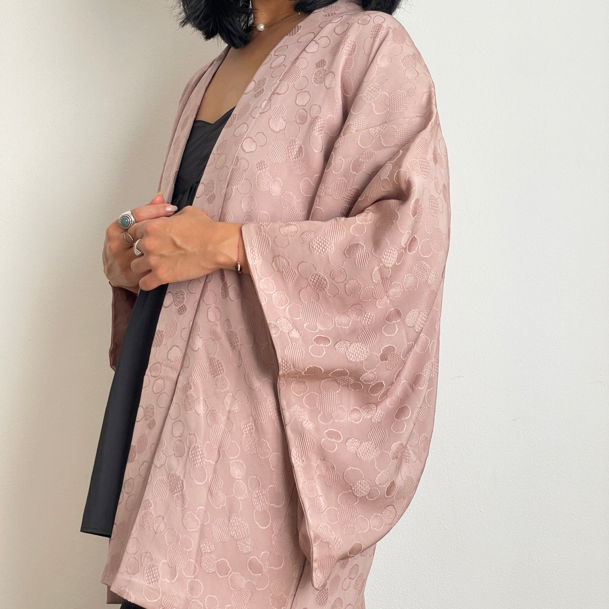 Haori Mauve Lavander with Bubbles Texture in Silk