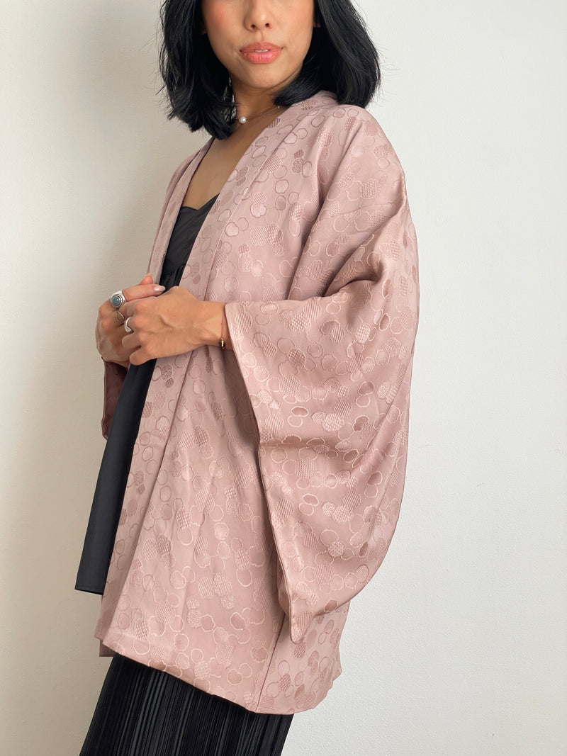 Haori Mauve Lavander with Bubbles Texture in Silk