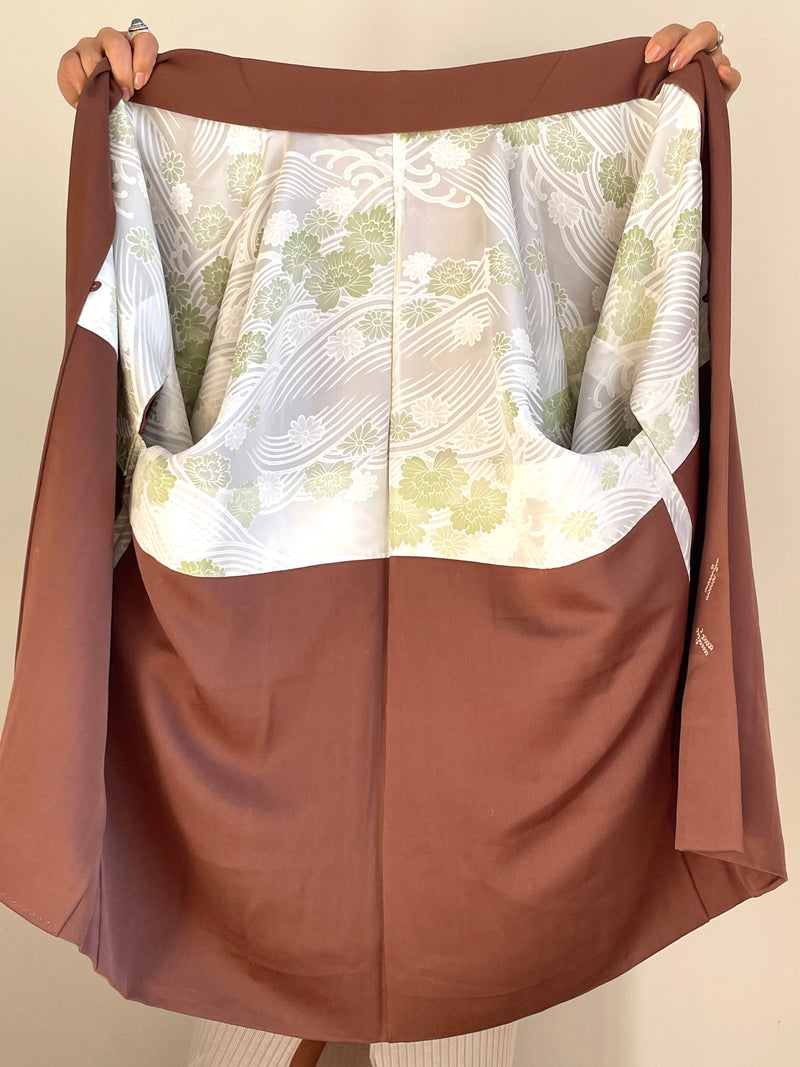 Haori Brown with Shibori Details in Silk