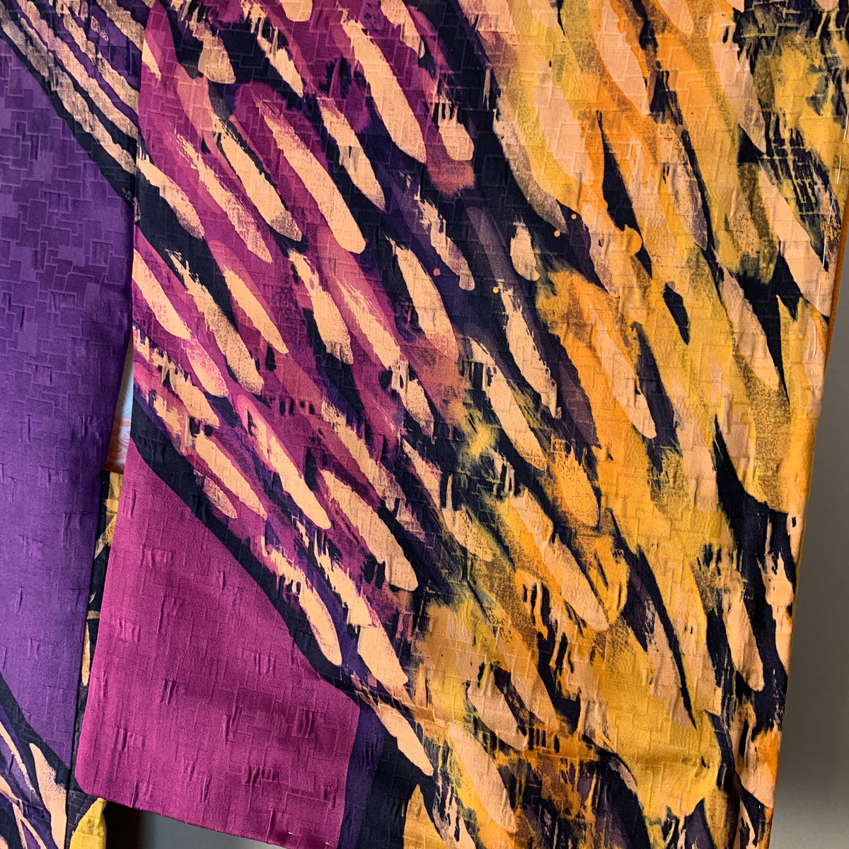 Haori Painted Orange Purple Black in Silk
