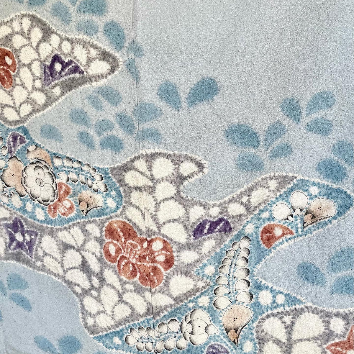 Kimono Light Blue Tsujigahana Technique in Silk