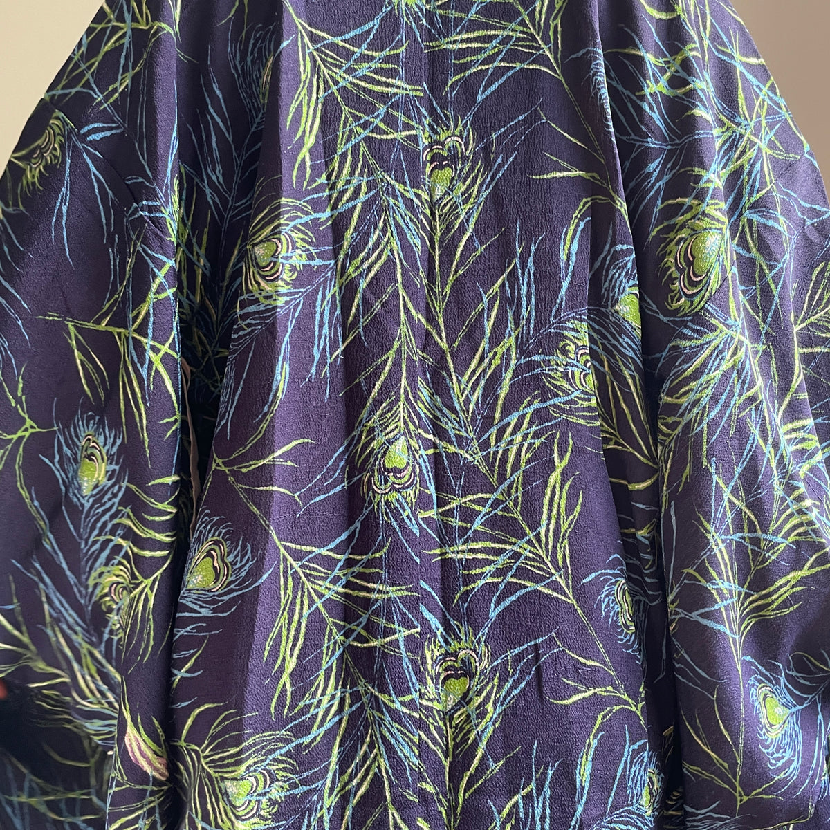 Haori Blue Peacock Feathers
