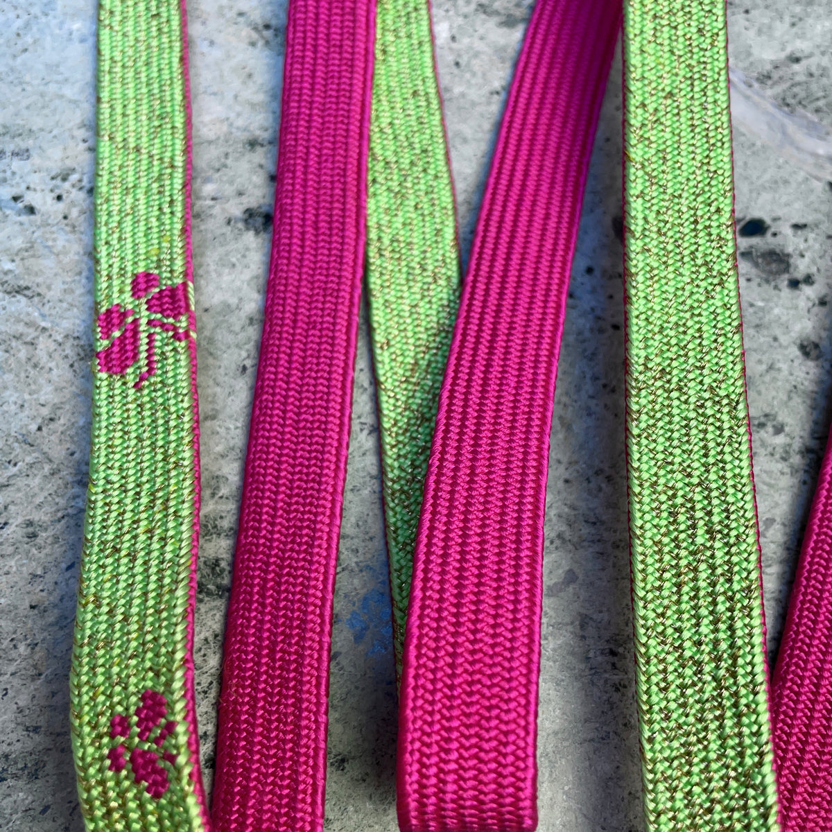 Obijime Belt Flat in Green Lime and Magenta in Silk