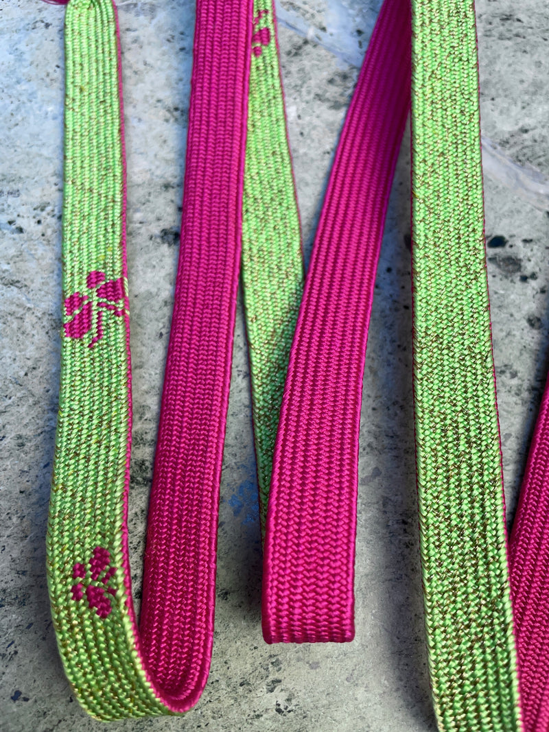 Obijime Belt Flat in Green Lime and Magenta in Silk