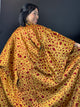 Kimono Golden Sun with Red Shibori Technique in Silk