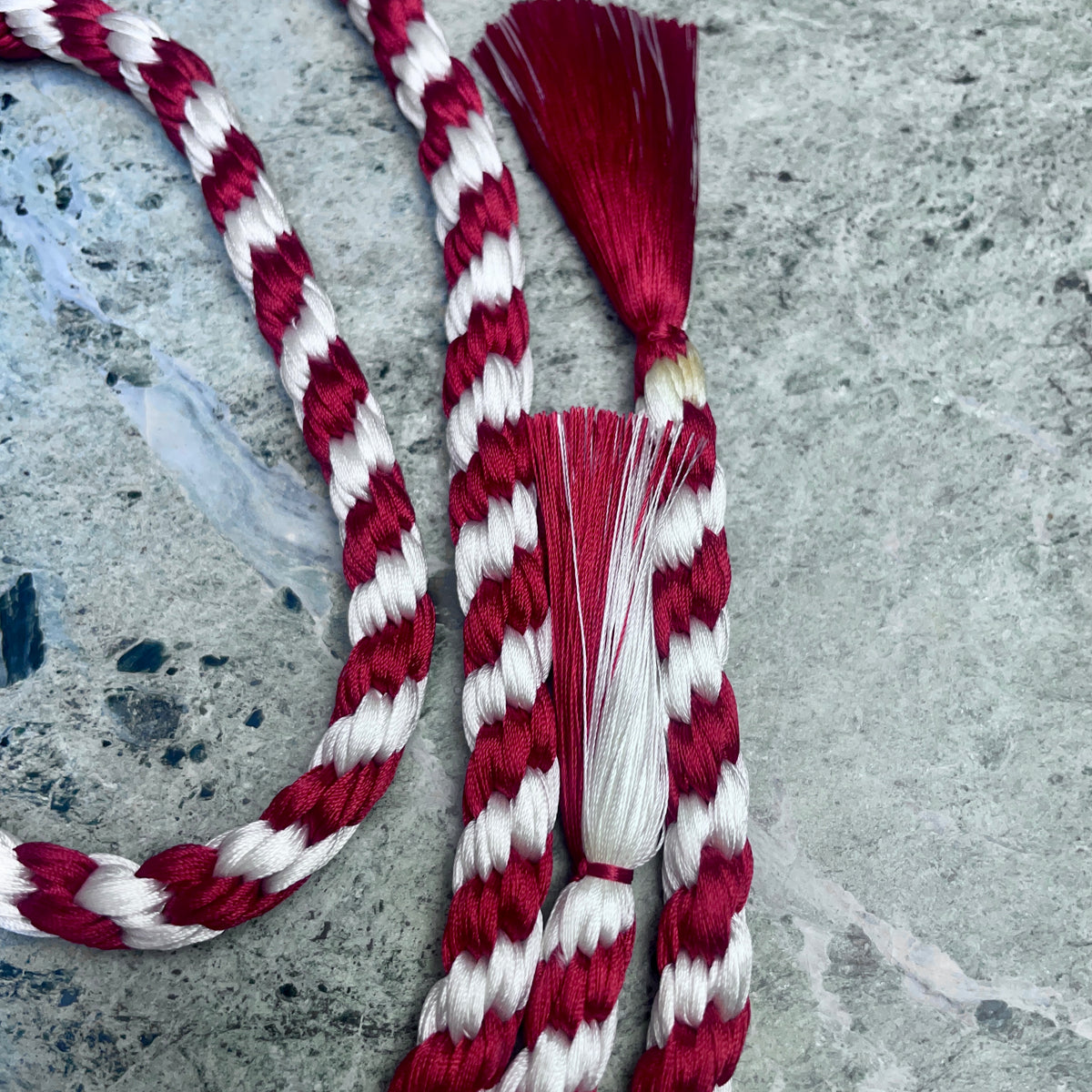 Obijime Belt Round Braided Peppermint Red White