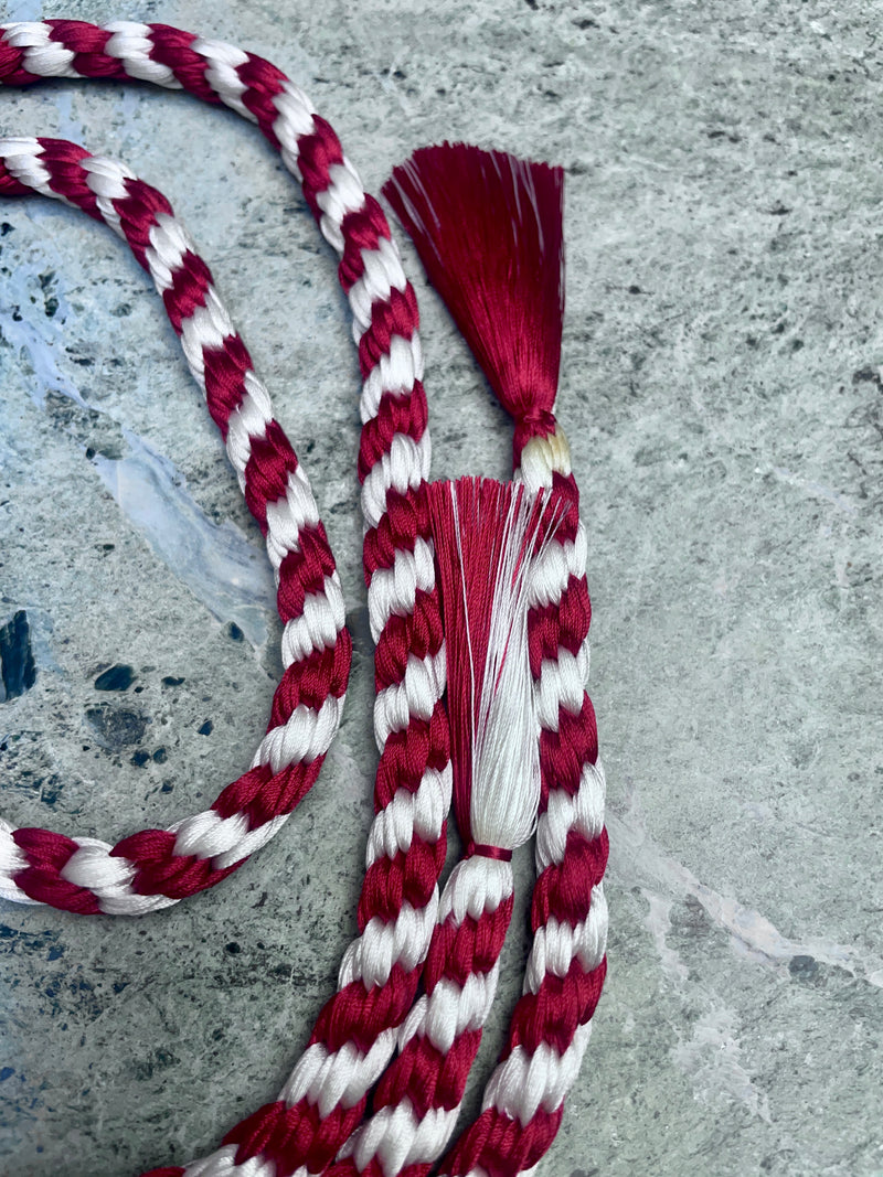 Obijime Belt Round Braided Peppermint Red White