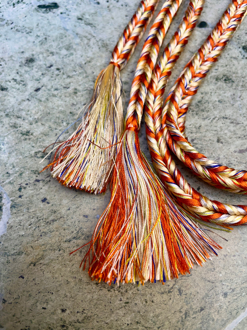 Obijime Belt Multicolored Braided in Silk