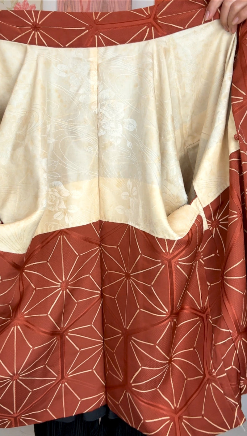 Haori Caramel Asahona Pattern with Textured SIlk