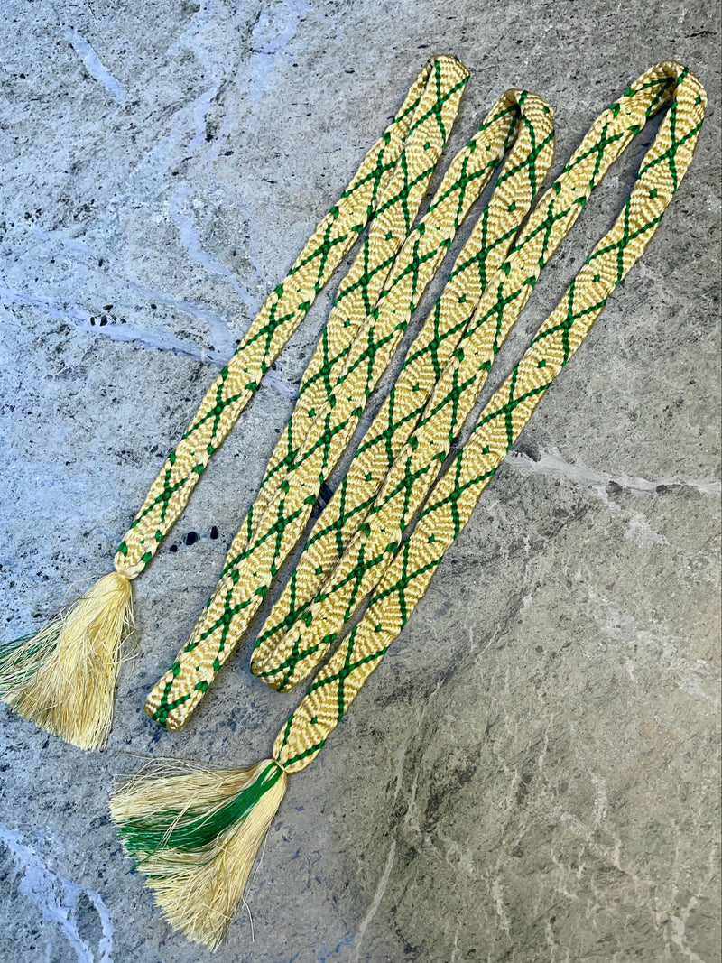 Obijime Belt Flat Yellow and Green Crosses