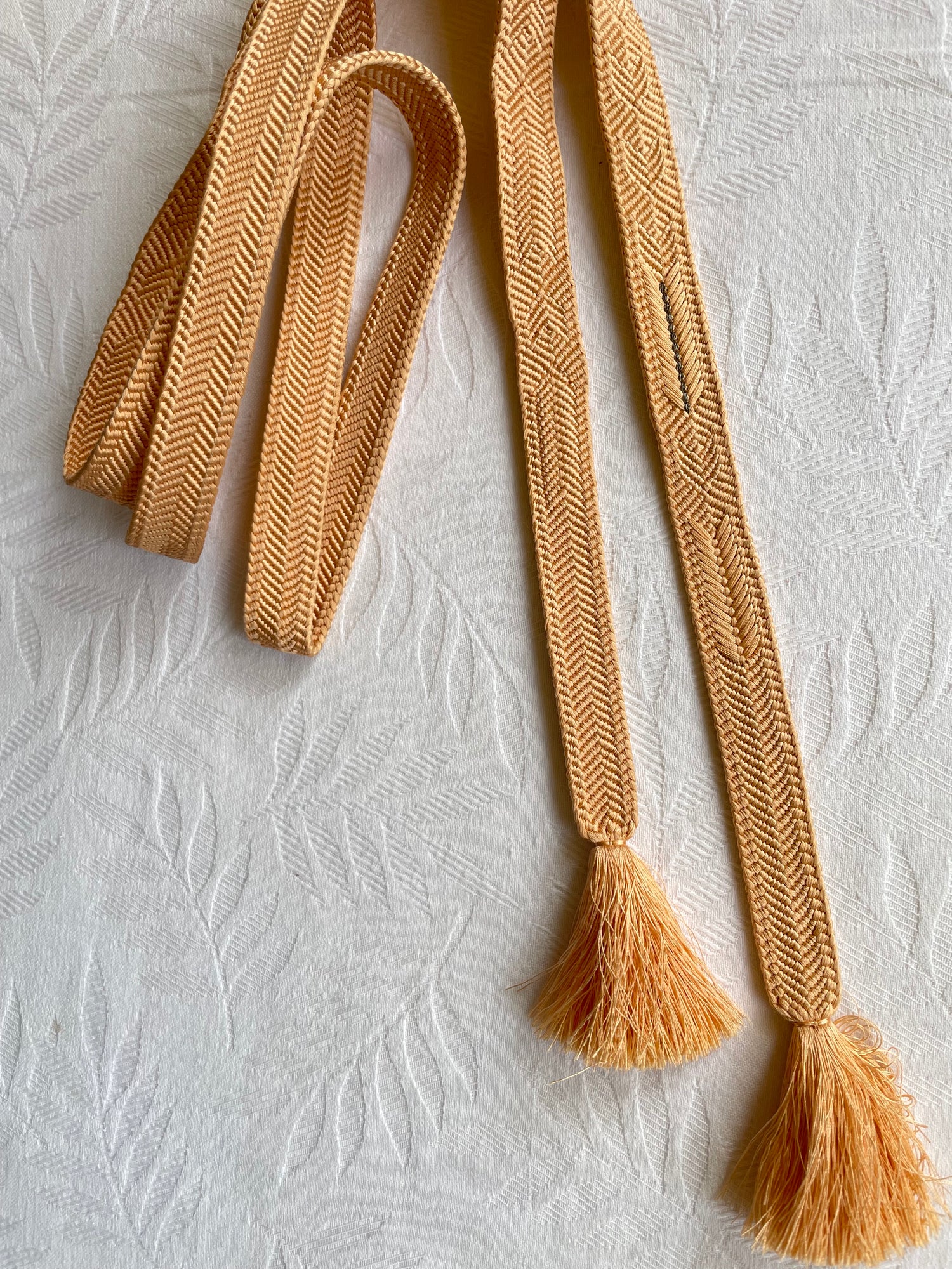 Obijime Belt Flat Beige Apricot in Silk