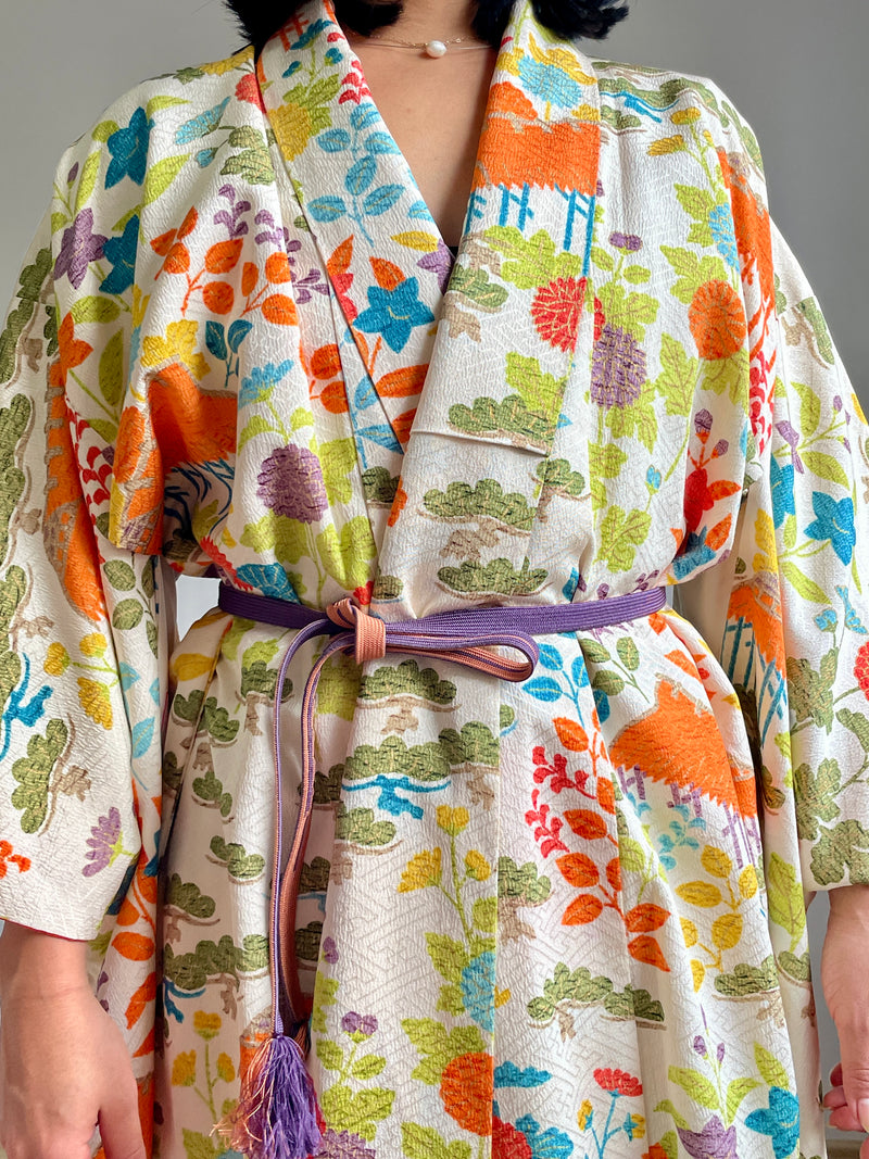 Kimono Furisode Japanese Spring Garden in Silk