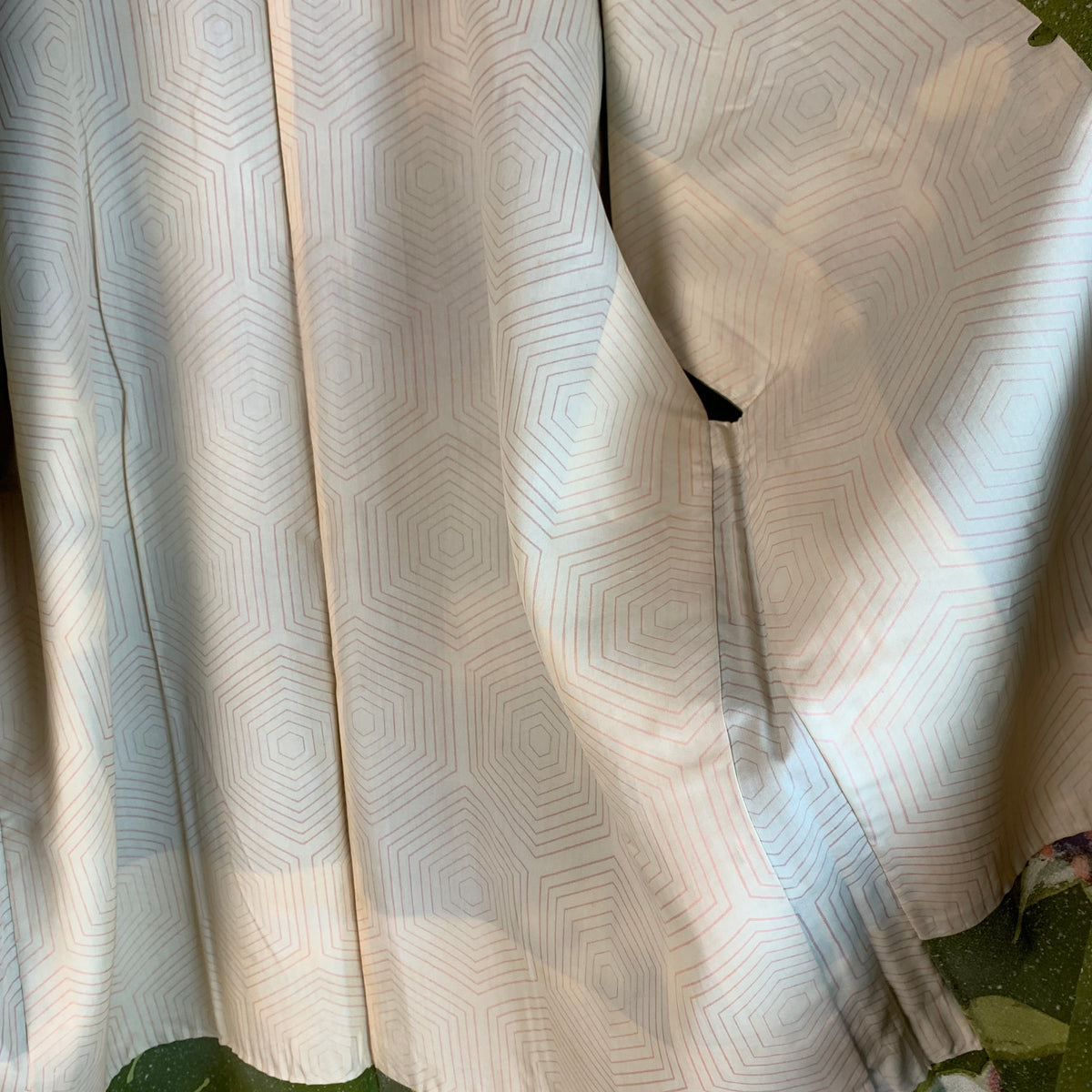 Haori Hand Painted Flowers in Green silk - SKU