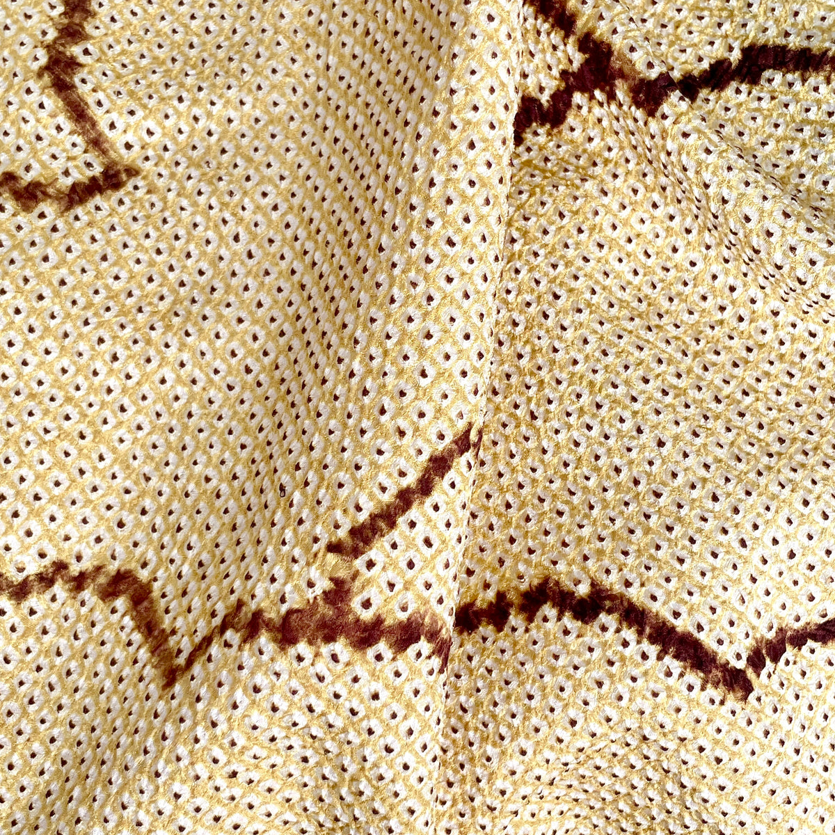 Haori Shibori Yellow with Chocolate Lines in Silk