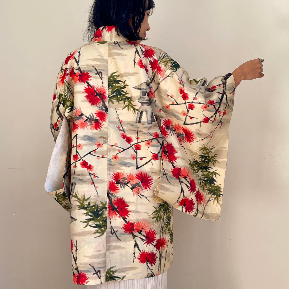 Haori Meisen Antique Japanese Garden in Silk