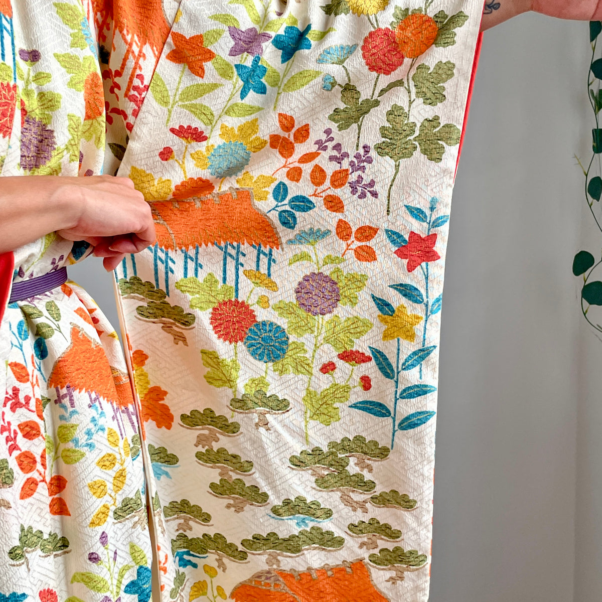 Kimono Furisode Japanese Spring Garden in Silk