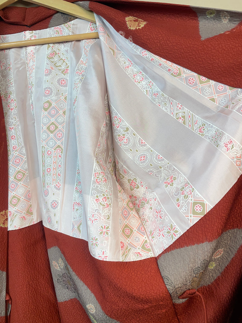 Haori Envelope Deep Red with Shibori Flowers