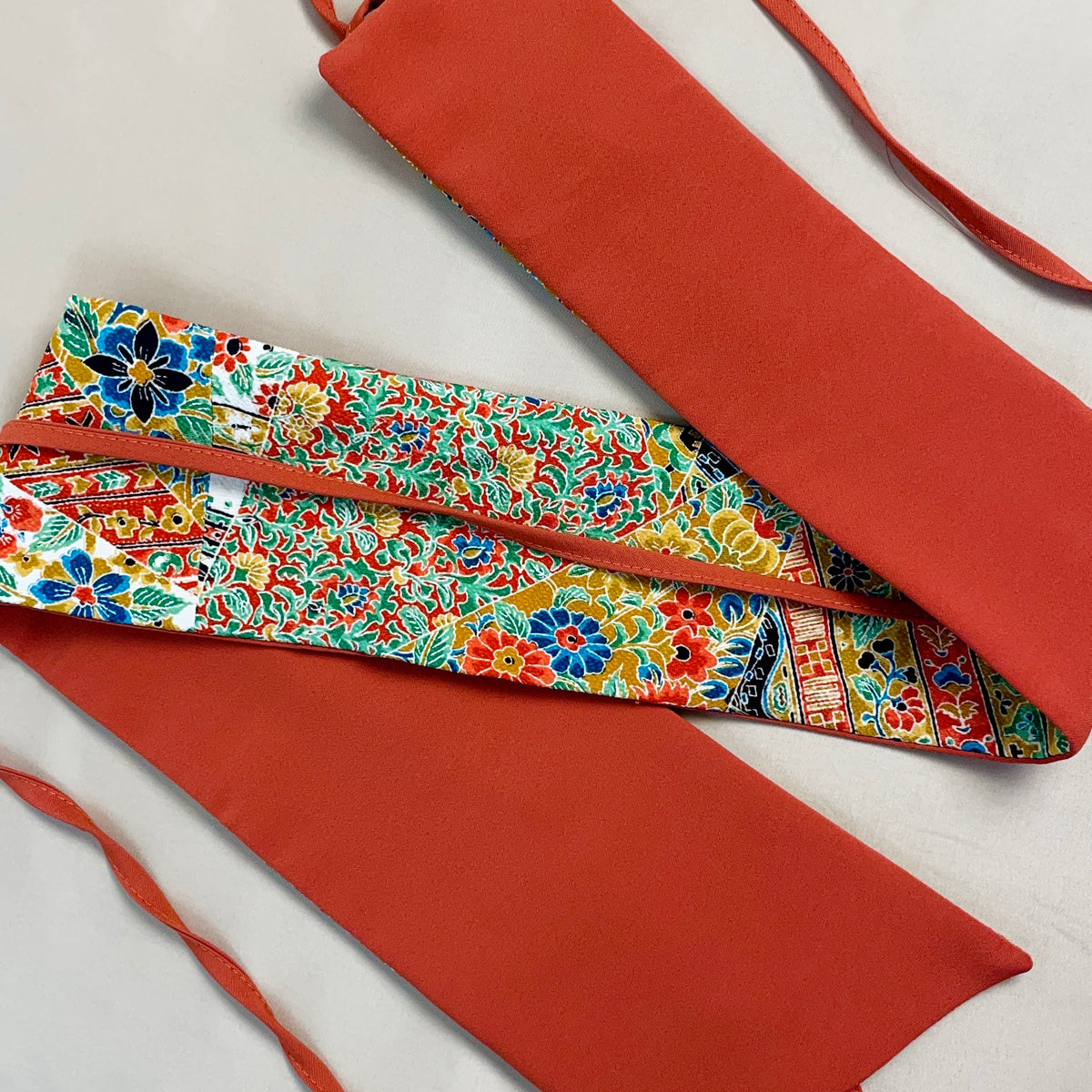 Asymmetrical Belt Made from Kimono Silk Fabric Jardin