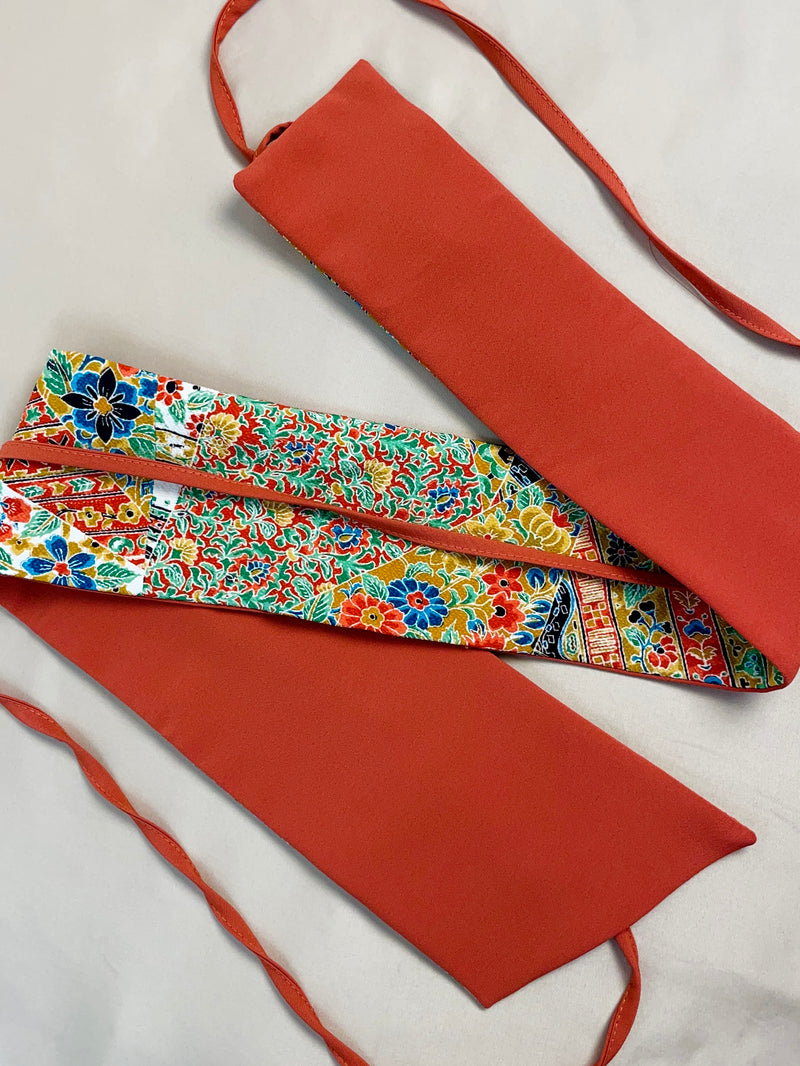 Asymmetrical Belt Made from Kimono Silk Fabric Jardin