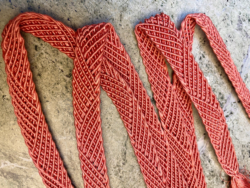 Obijime Belt Flat Braided in Mauve Pink Silk