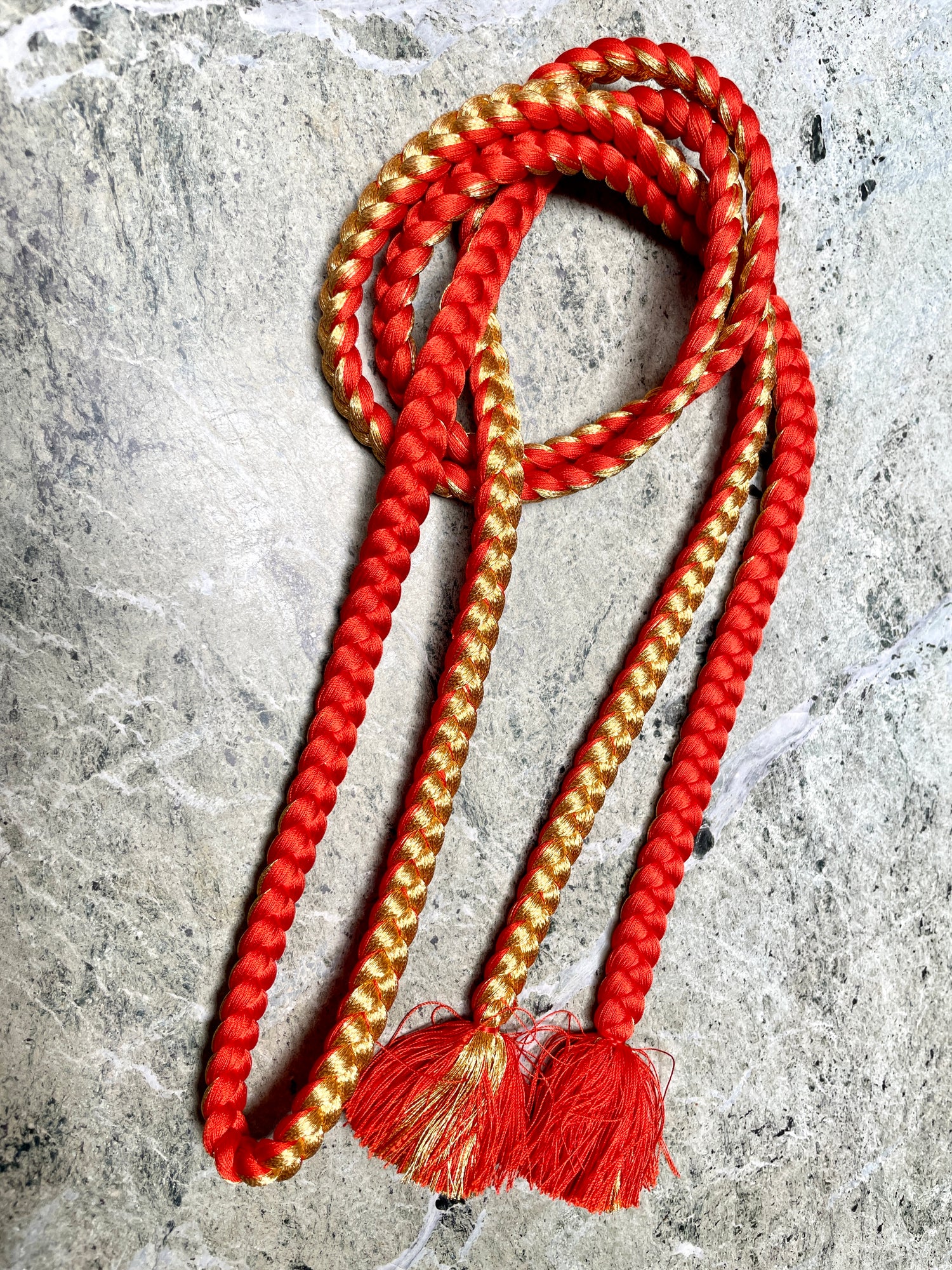 Obijime Braided Red and Gold in SIlk