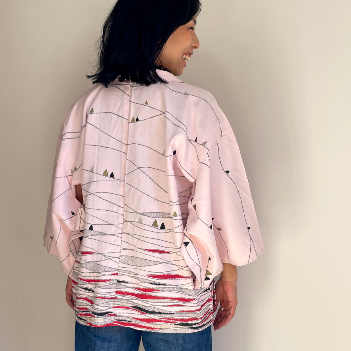 Haori Pastel Pink Crayon in Mixed Silk