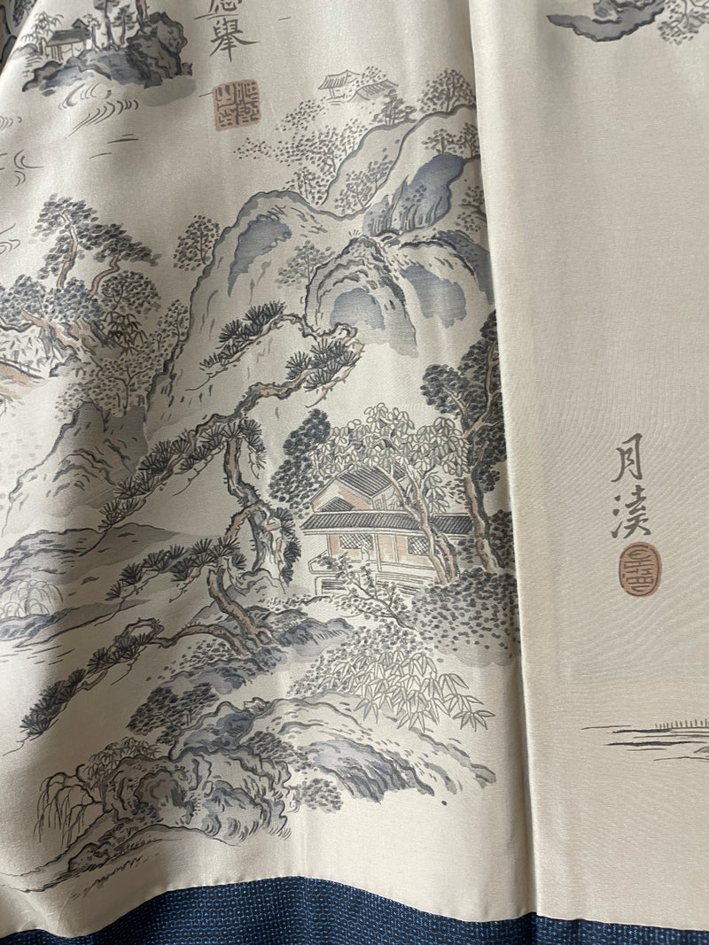 Haori Mens Oshima Tsumugi Silk with Art